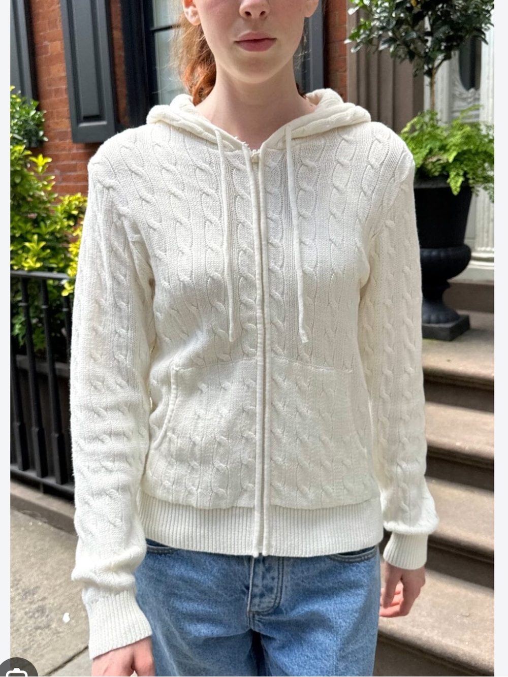 Brady Melville Zip Up Cable Knit Hoodie